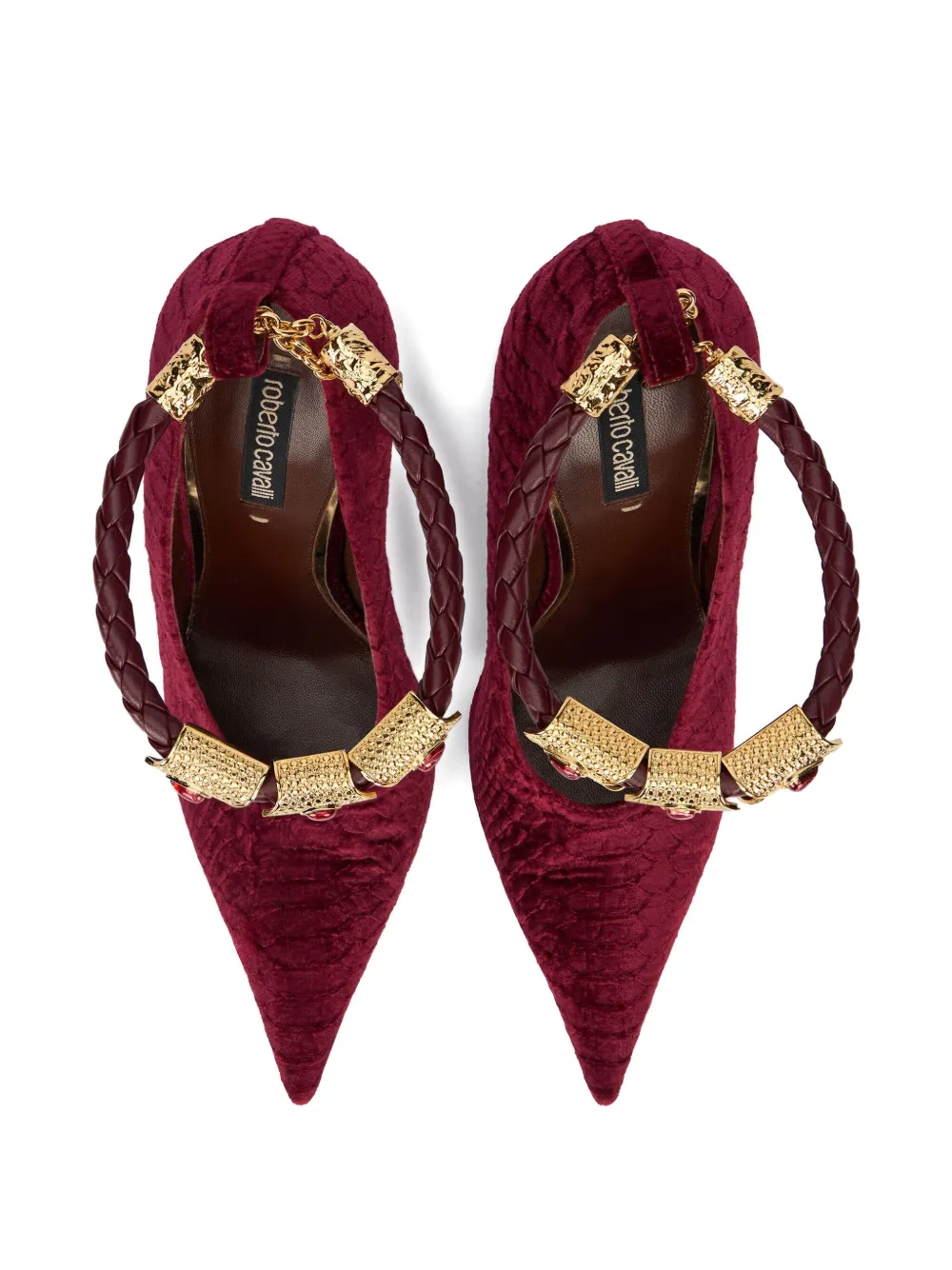 Roberto Cavalli Pumps met krokodillen-reliëf Rood