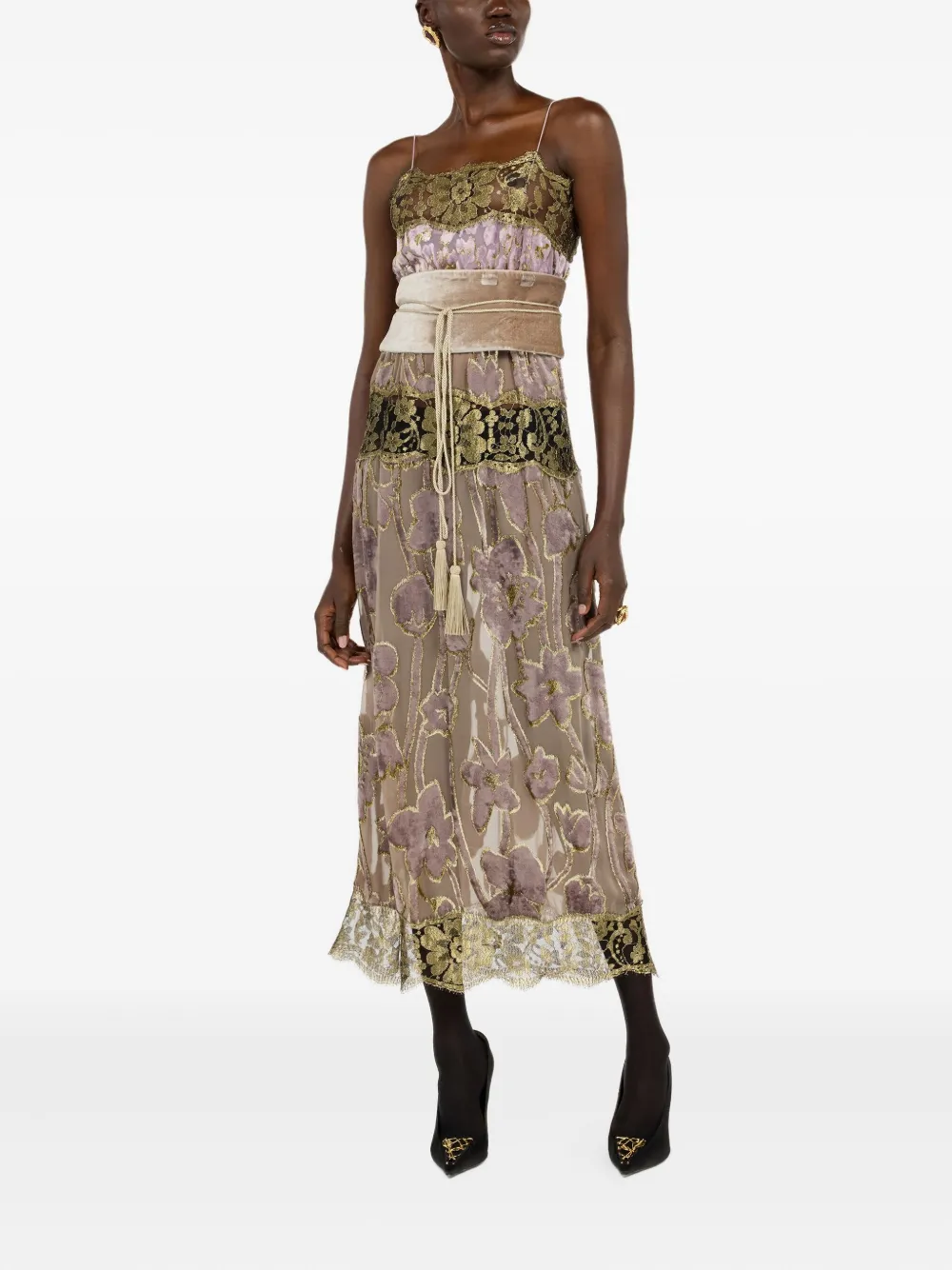 Roberto Cavalli Jurk met bloemen patroon - Beige