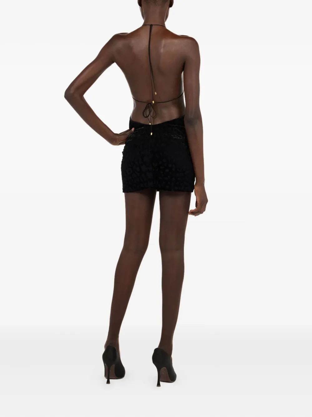 Roberto Cavalli Halter Neck Mini Dress With Tassel Detail In Black