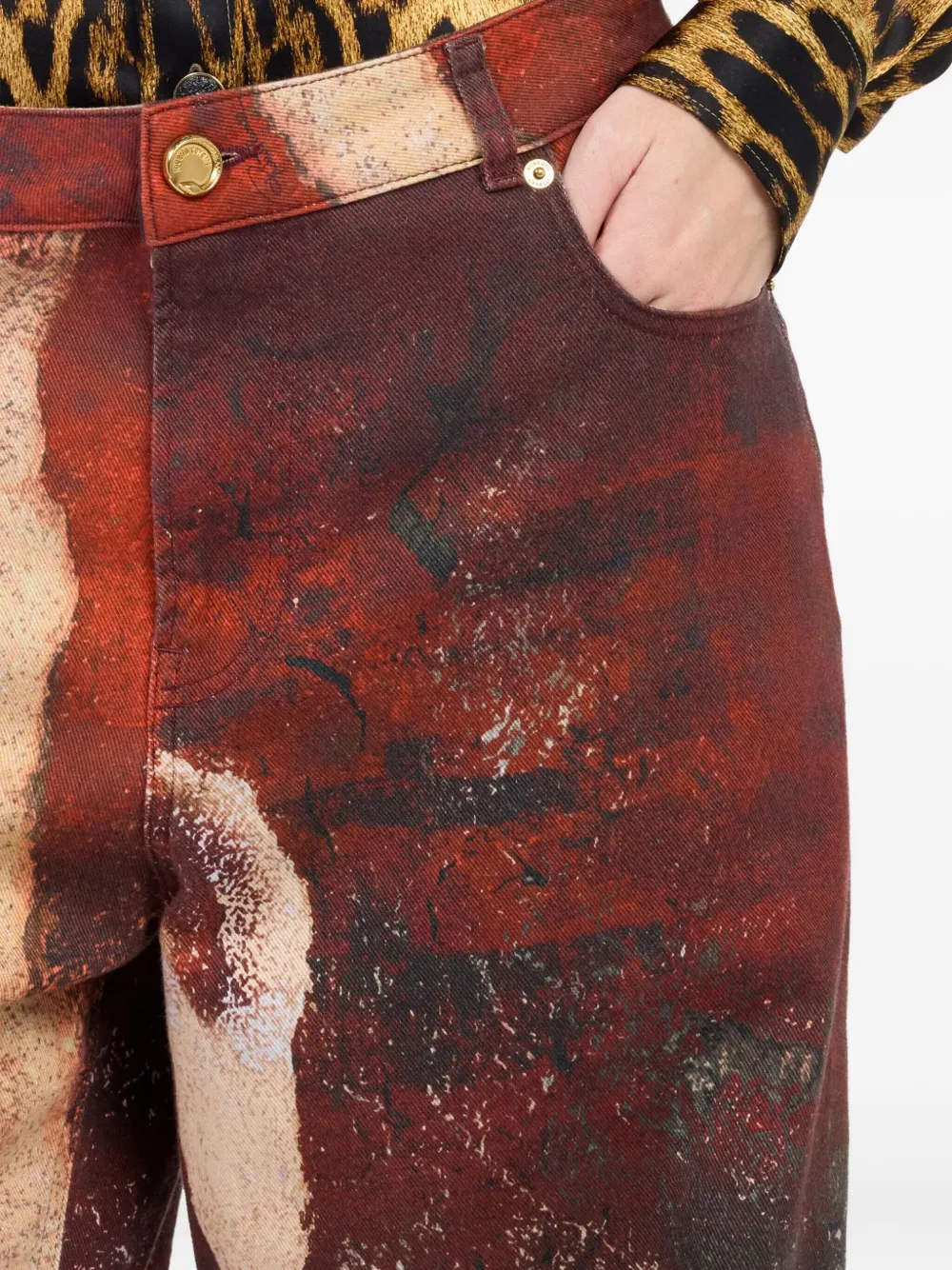Roberto Cavalli Jeans met vervaagd effect Rood