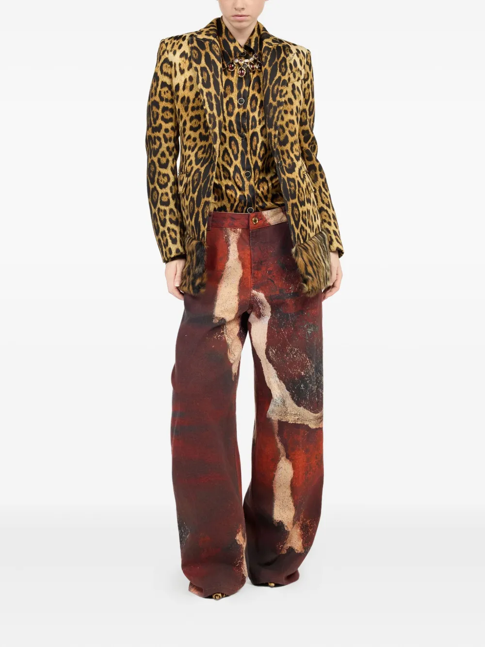 Roberto Cavalli Jeans met vervaagd effect - Rood