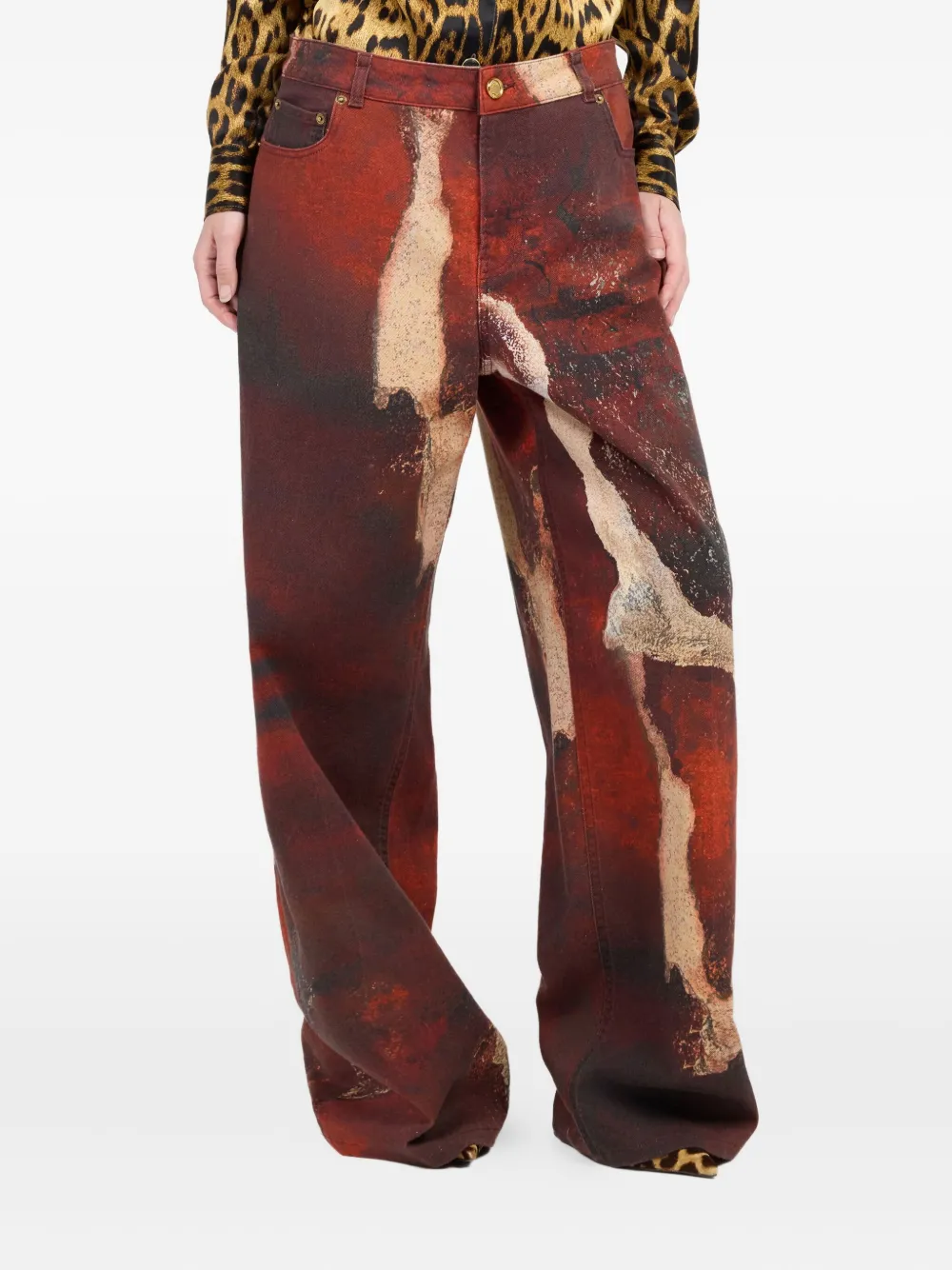 Roberto Cavalli Jeans met vervaagd effect Rood