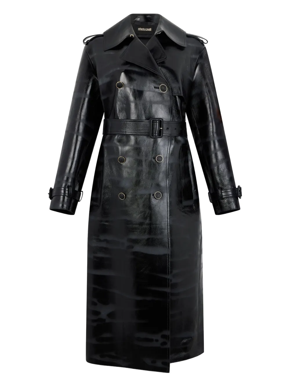 Roberto Cavalli Trench con cintura in pelle - Nero