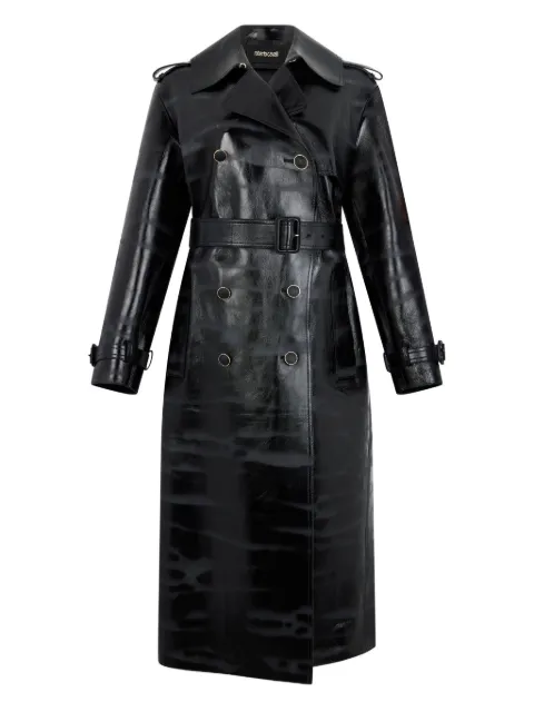 Roberto Cavalli belted leather trench coat