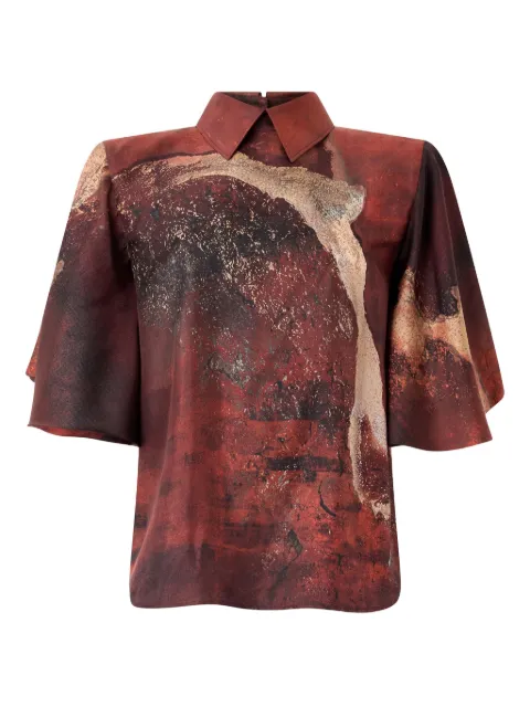 Roberto Cavalli marble-print silk blouse