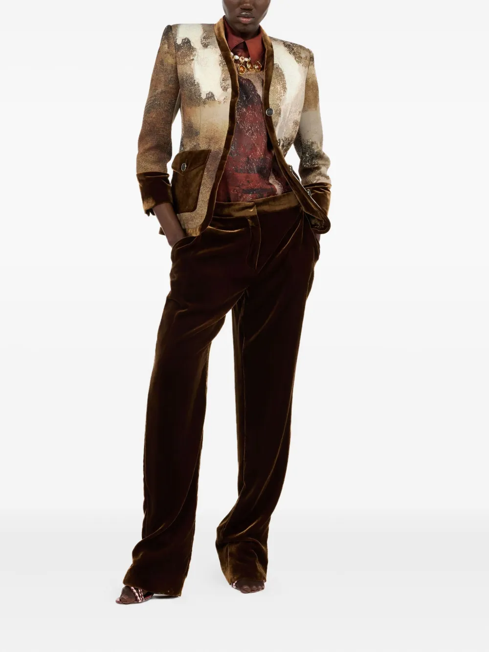 Roberto Cavalli Blouse met print - Bruin