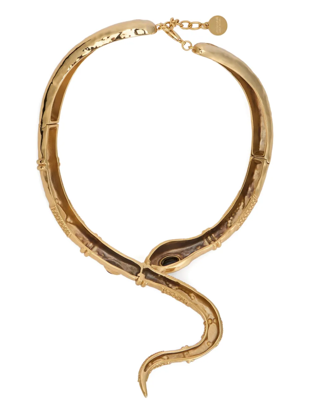 Roberto Cavalli Crystal-embellished Snake-motif Necklace In Gold