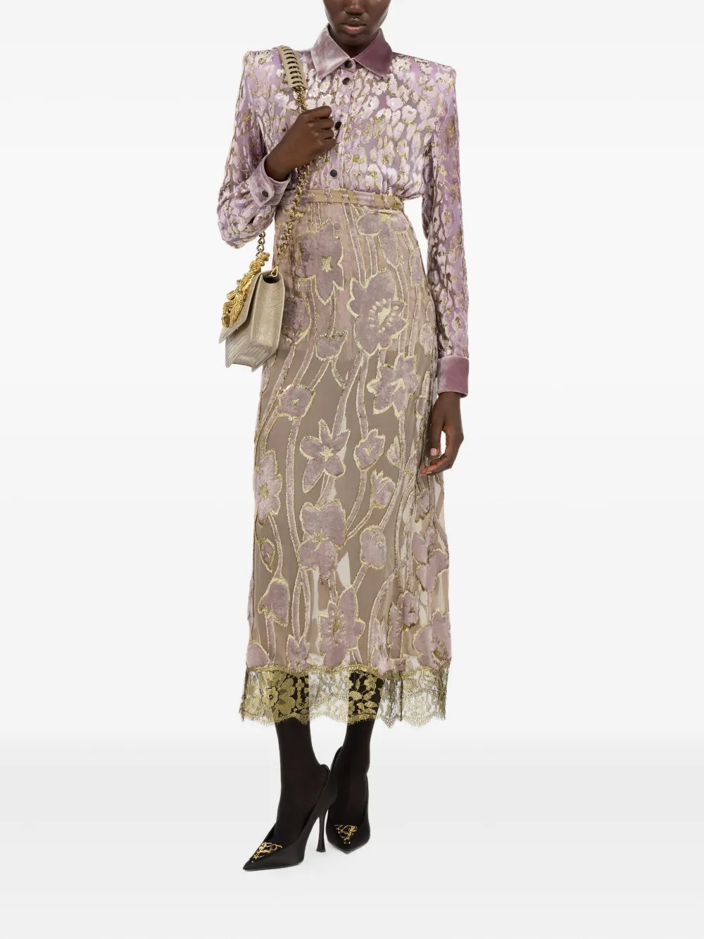 Roberto Cavalli falda midi con encaje floral | Faldas de cintura alta | Image 2