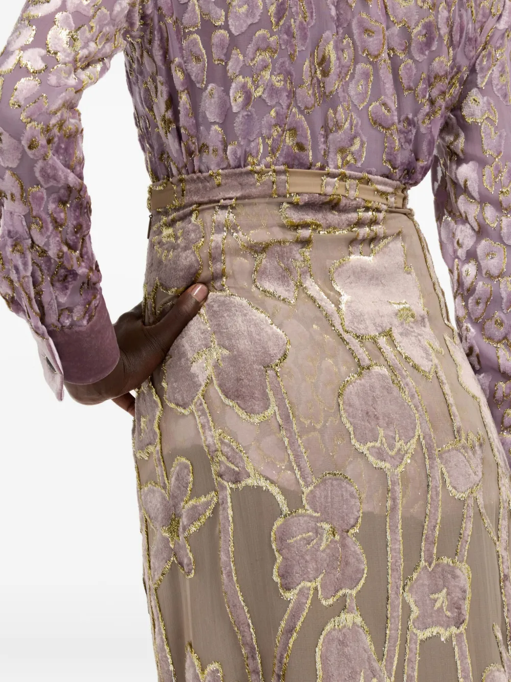 Roberto Cavalli Midi-rok met bloemenkant Beige