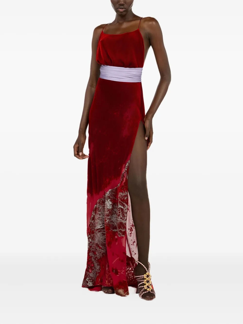 Roberto Cavalli Maxi-jurk met print en split - Rood