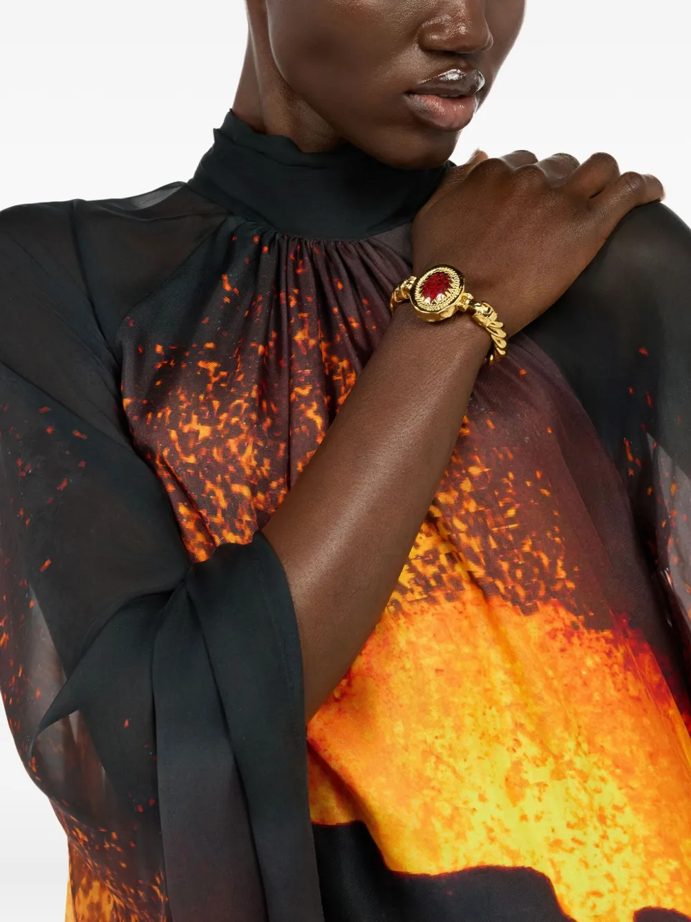 Roberto Cavalli Gedraaide armband met robijn - Goud