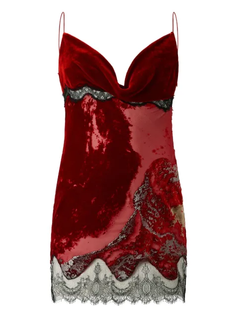 Roberto Cavalli marine print lace mini dress