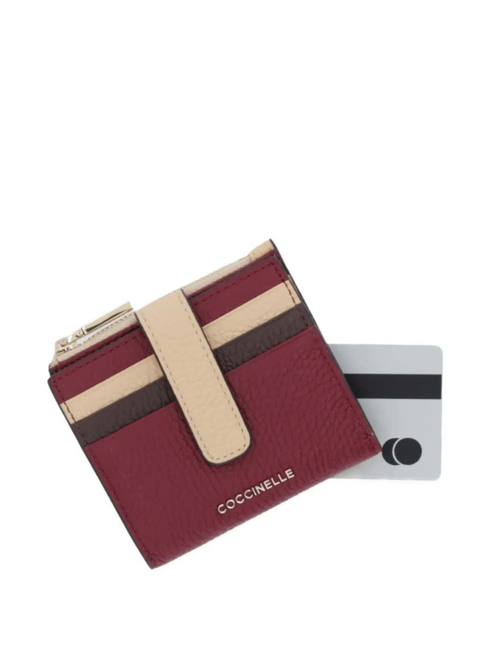 Coccinelle Striped Zip Wallet In Burgundy