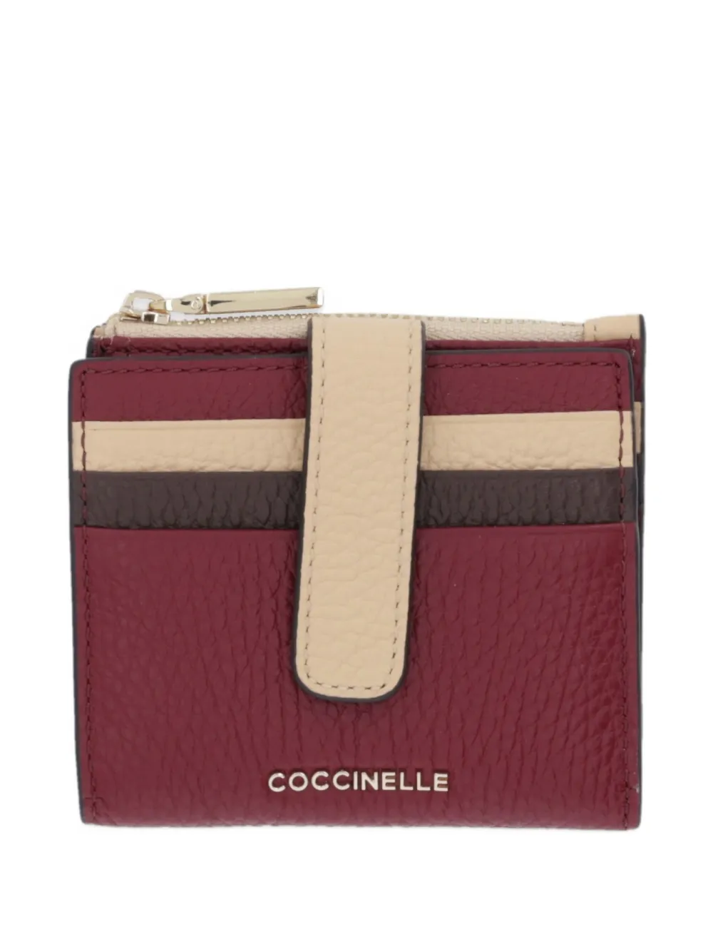 Coccinelle Striped Zip Wallet In Burgundy