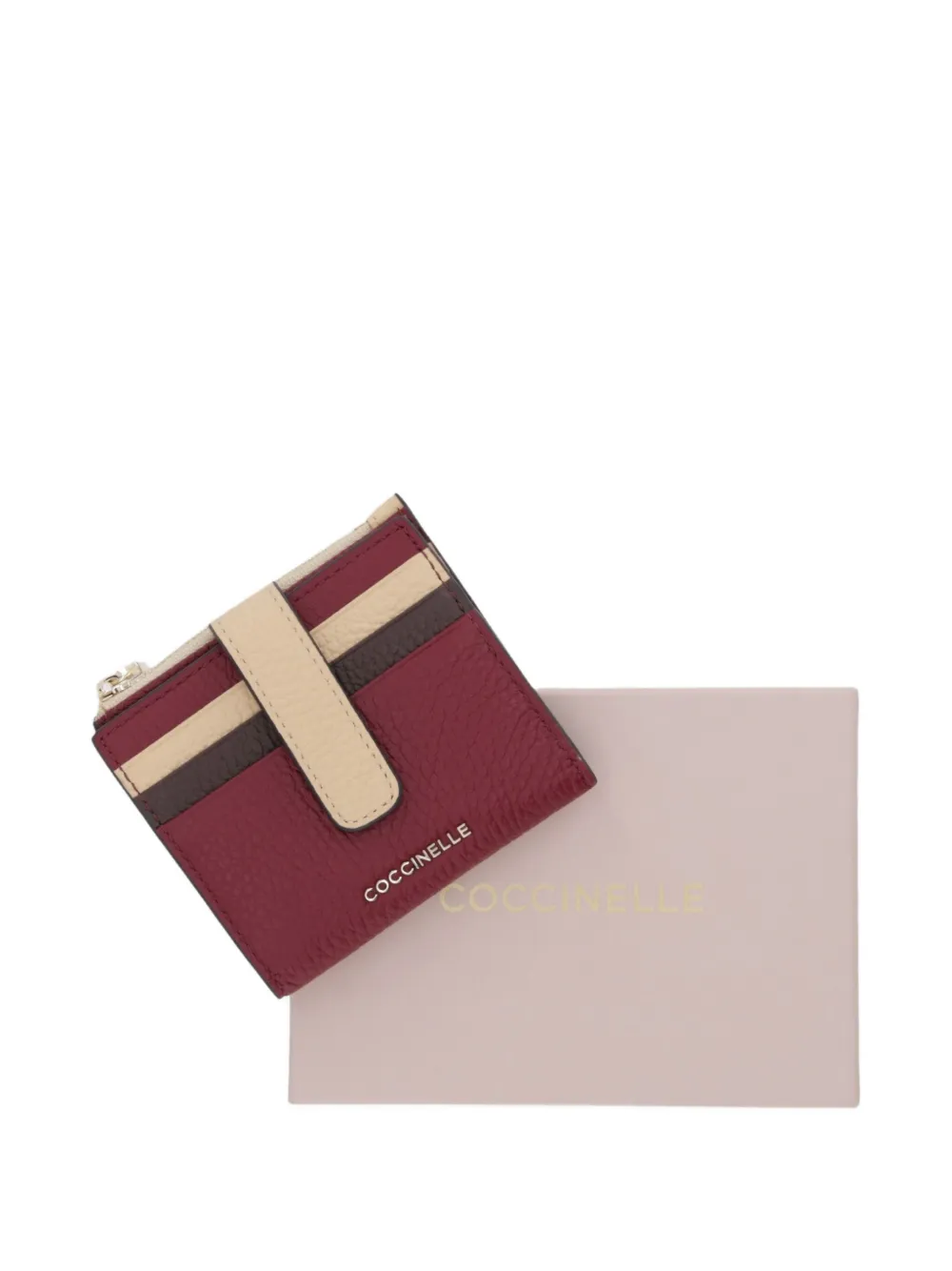 Coccinelle Striped Zip Wallet In Burgundy
