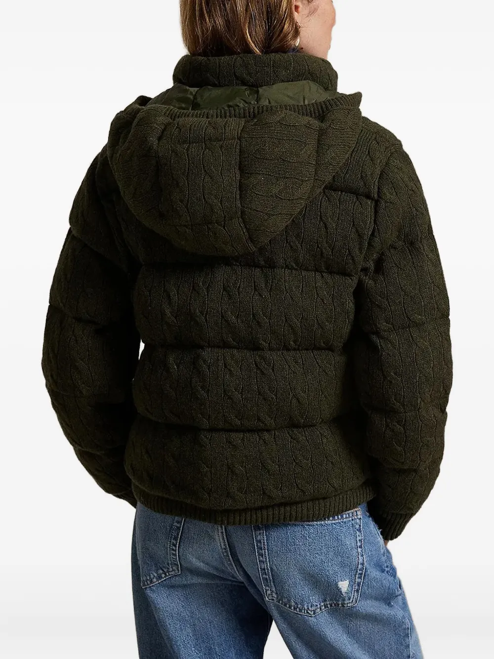 Polo Ralph Lauren Cable-knit Hooded Jacket In Green