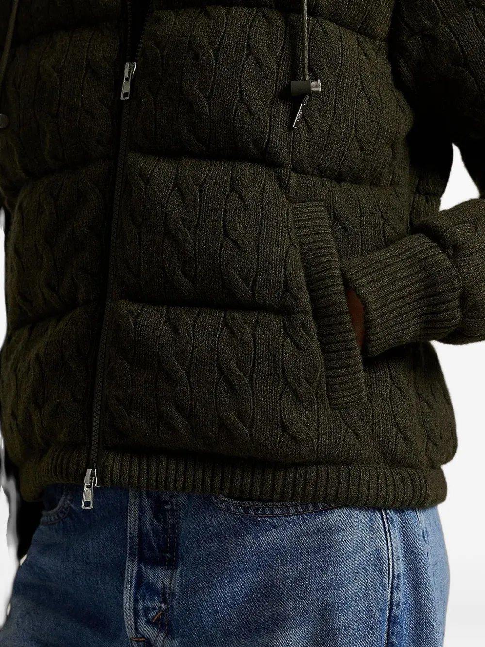Polo Ralph Lauren Cable-knit Hooded Jacket In Green