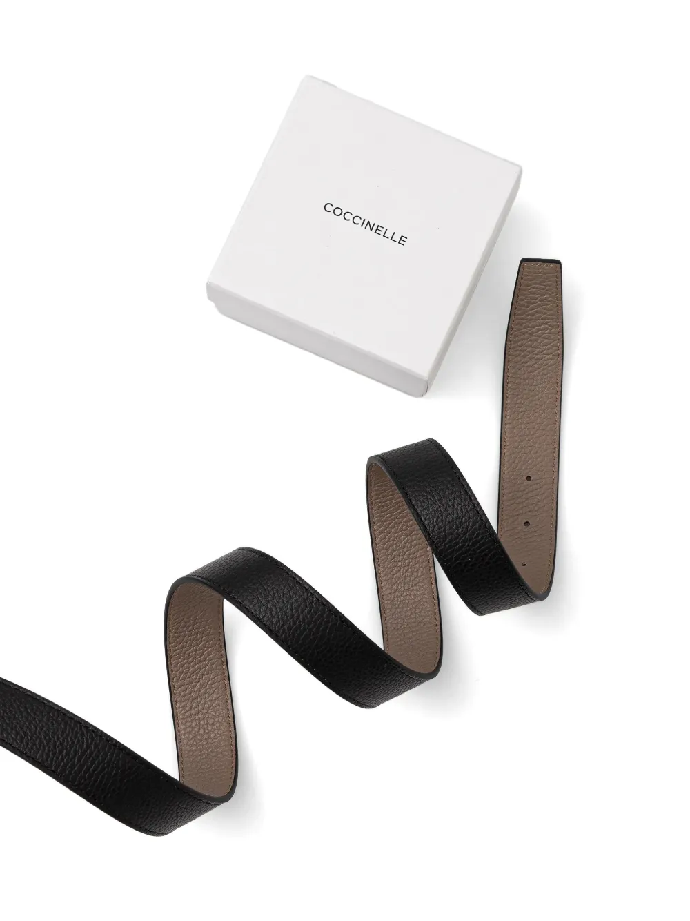 Coccinelle Omkeerbare gegranuleerde riem Beige