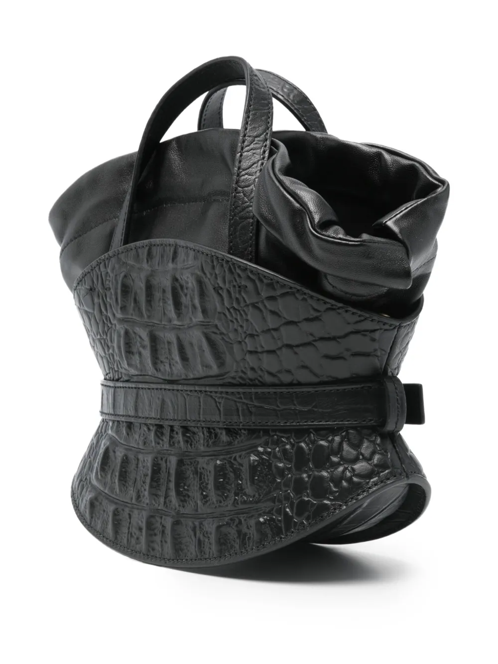 Balmain Crocodile-effect Shoulder Bag In Black