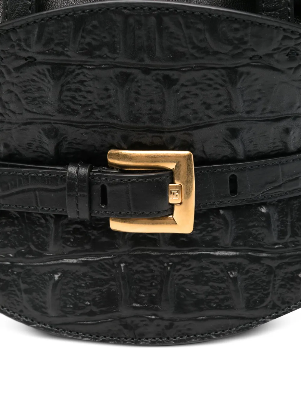 Balmain Crocodile-effect Shoulder Bag In Black