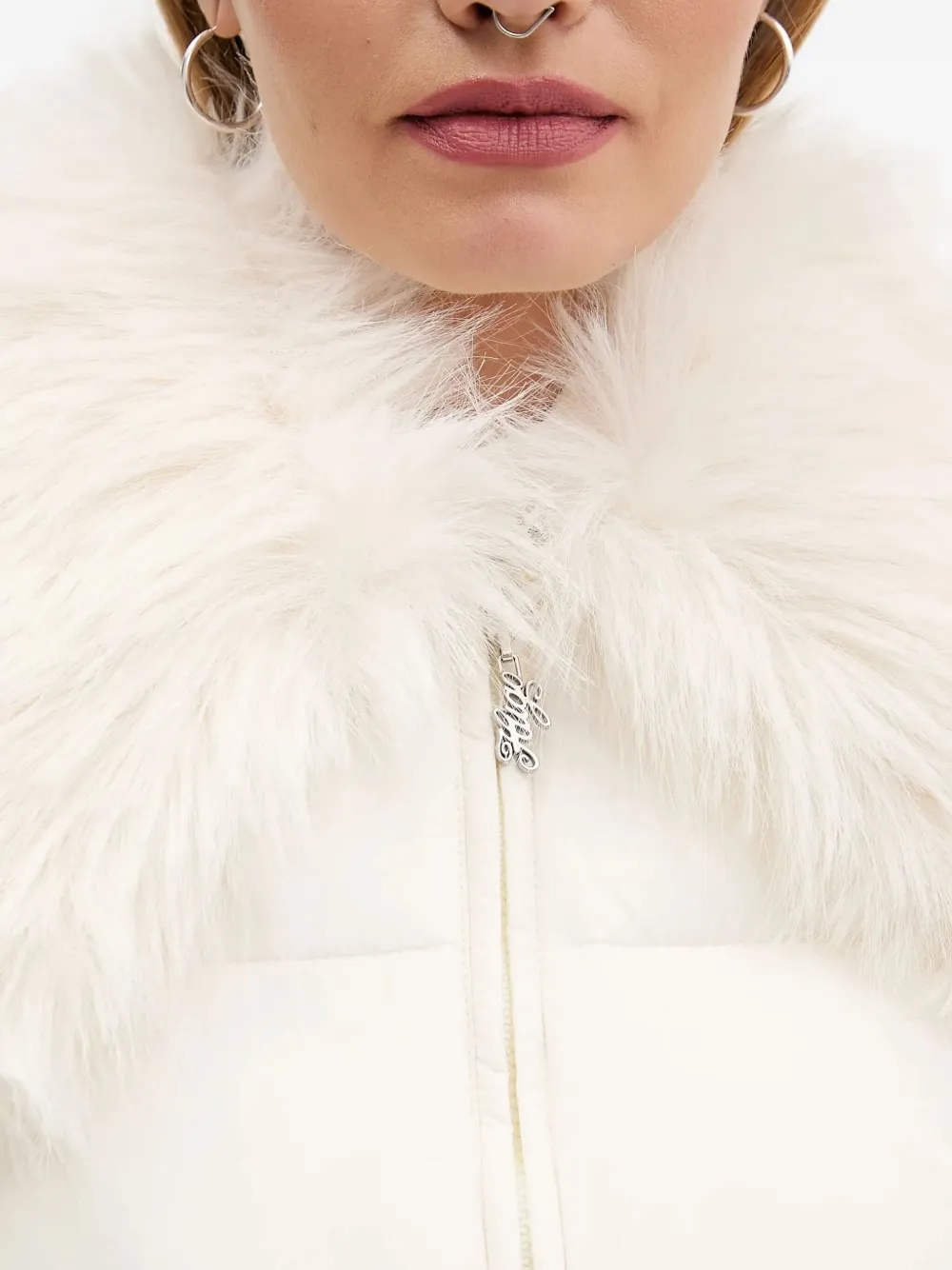 Hugo Boss Fur-collar Puffer Jacket In White