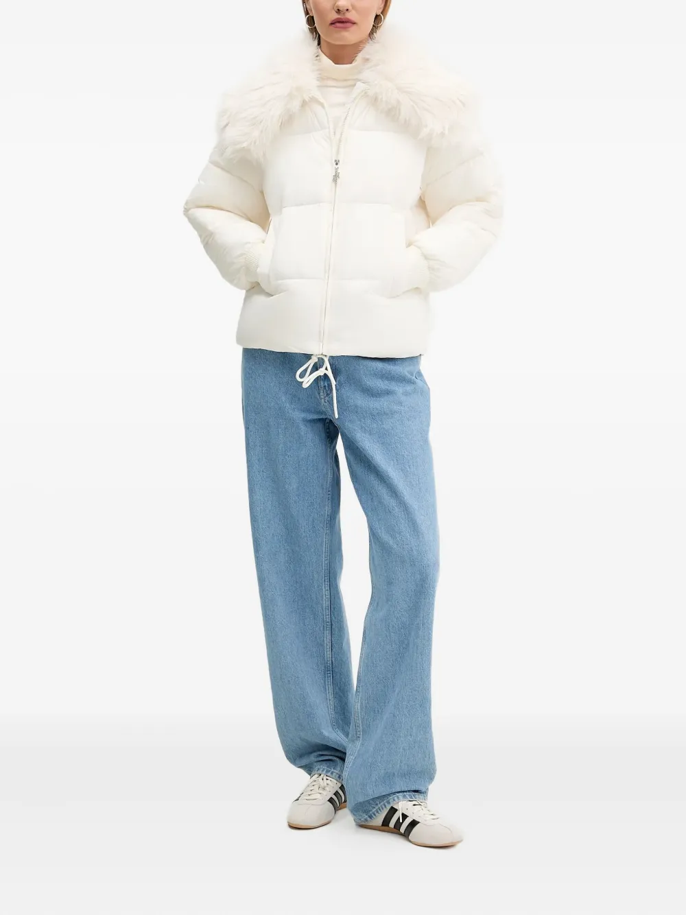 Hugo Boss Fur-collar Puffer Jacket In White