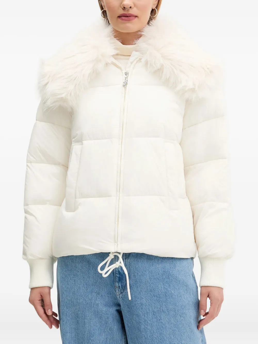 Hugo Boss Fur-collar Puffer Jacket In White