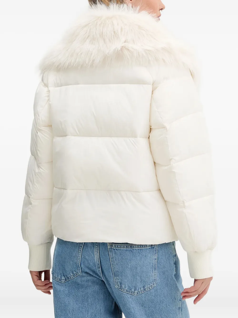 Hugo Boss Fur-collar Puffer Jacket In White
