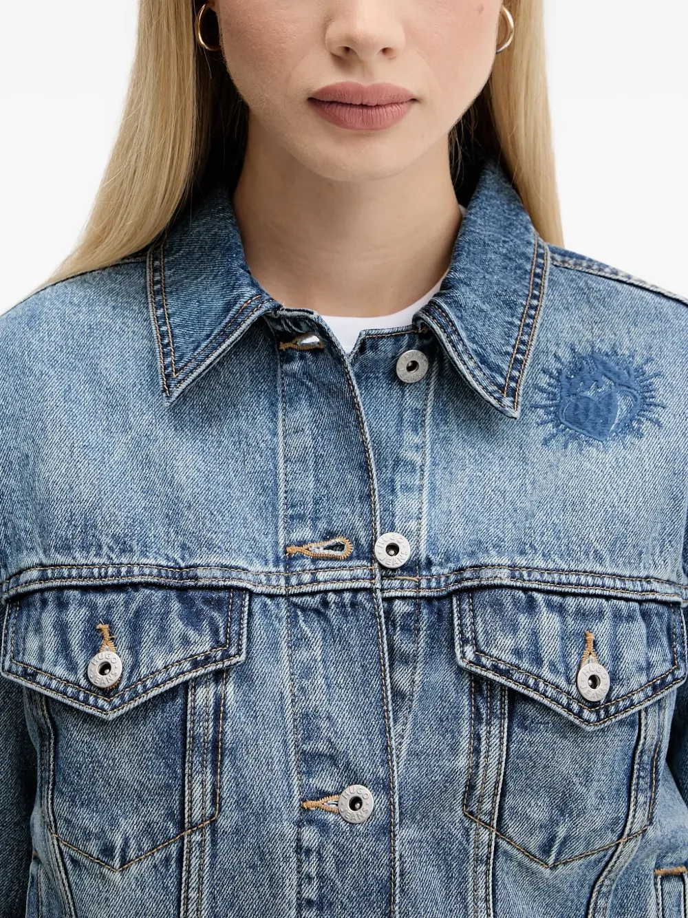 HUGO Denim jack met geborduurd patroon Blauw