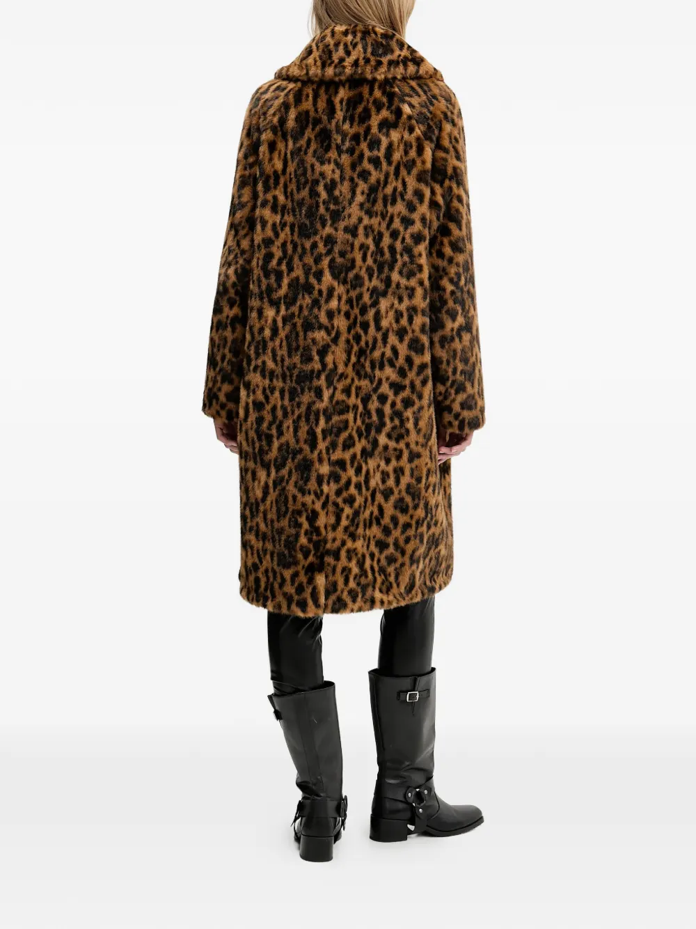 Hugo Boss Animal-pattern Faux-fur Coat In Brown