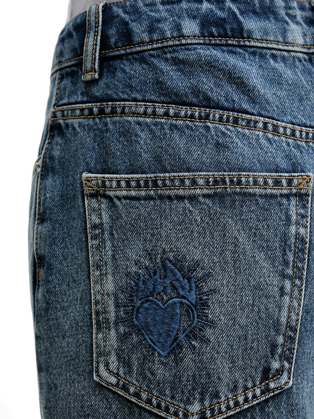 HUGO Jeans met geborduurde bloemen Blauw
