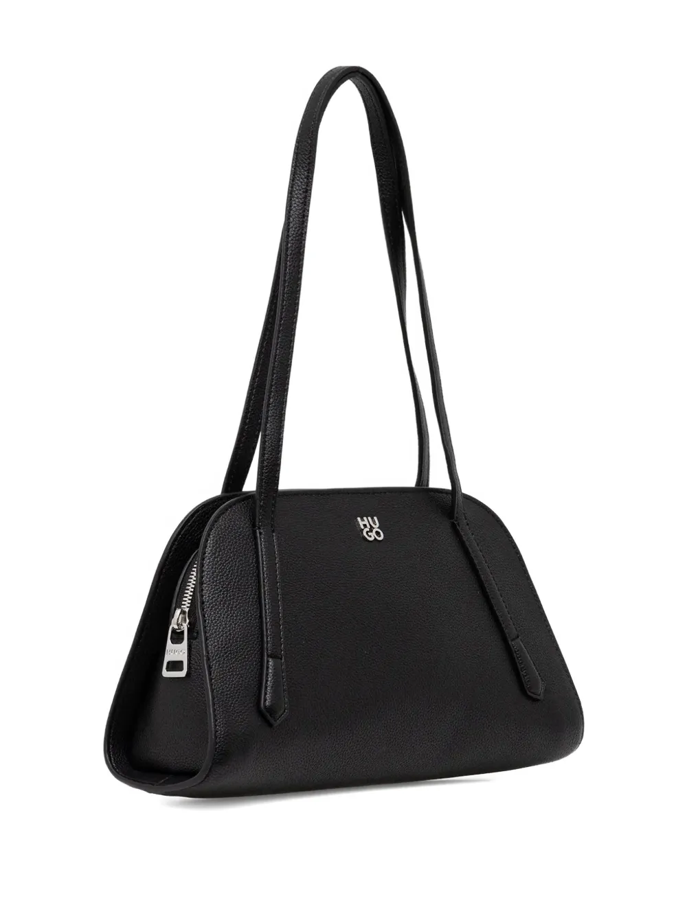 HUGO logo-plaque shoulder bag - Zwart