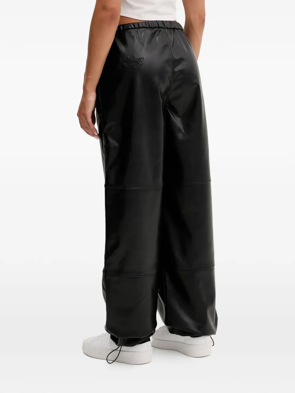 Hugo Boss Logo-embroidered Trousers In Black