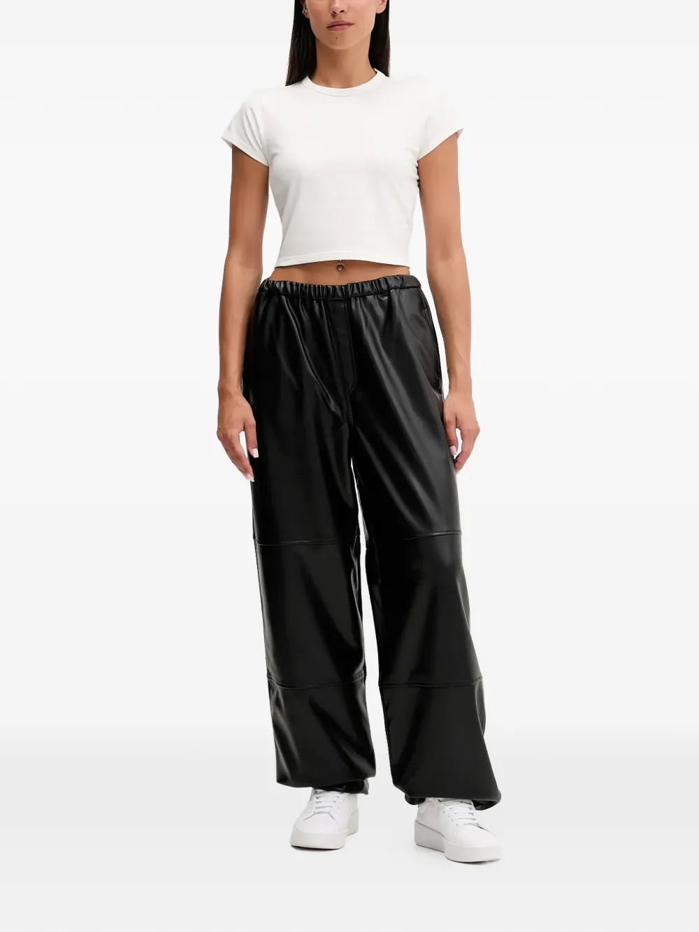 HUGO logo-embroidered trousers - Zwart