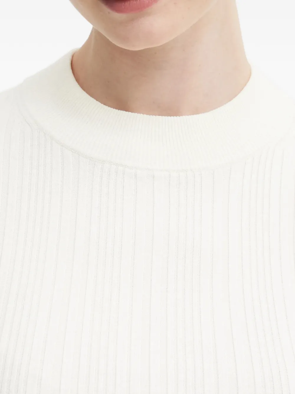 Hugo Boss Ribbed-knit Top In White