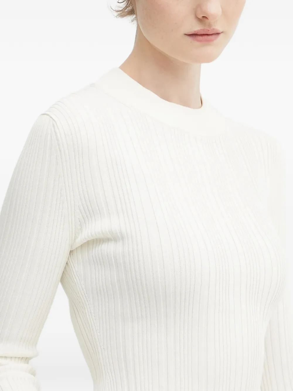 Hugo Boss Ribbed-knit Top In White