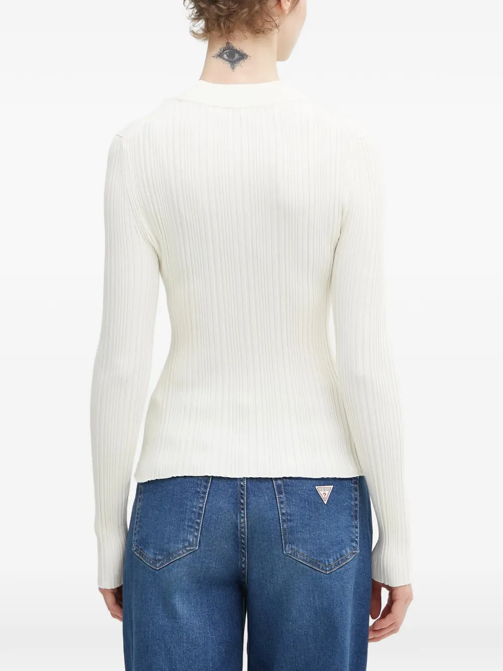 Hugo Boss Ribbed-knit Top In White