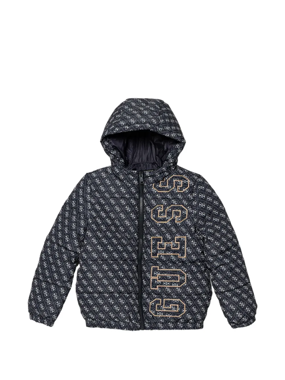 guess kids monogram hooded jacket - Blu