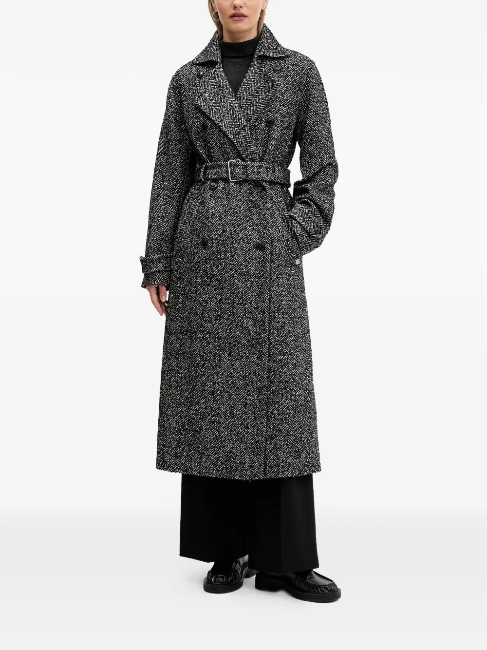 HUGO belted herringbone coat | Double Breasted & Peacoats | Image 2