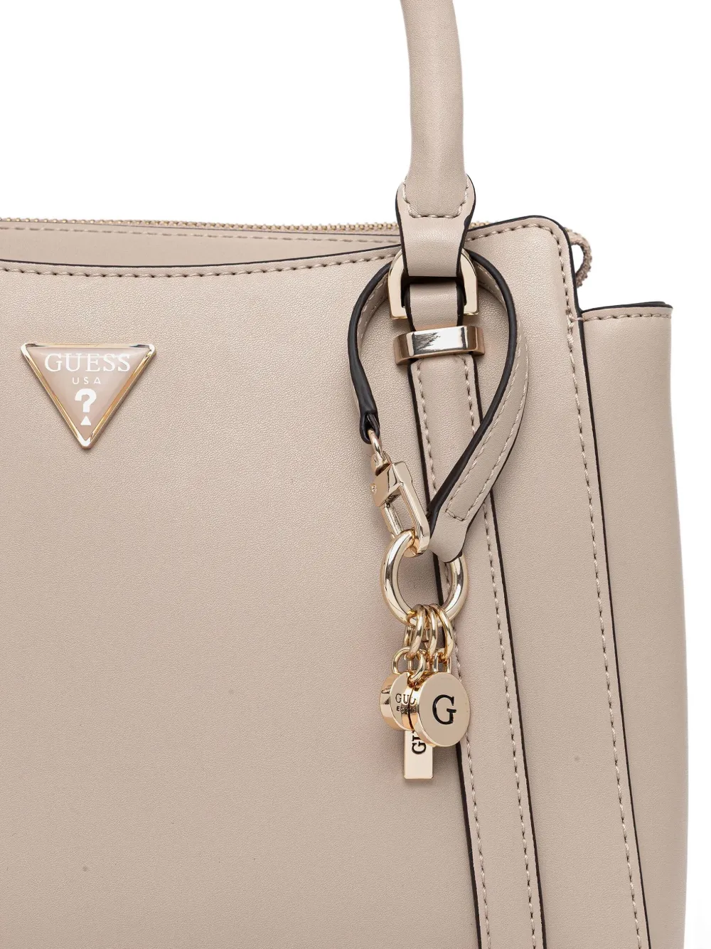 Guess Usa Charm-detail Crossbody Bag In Neutral