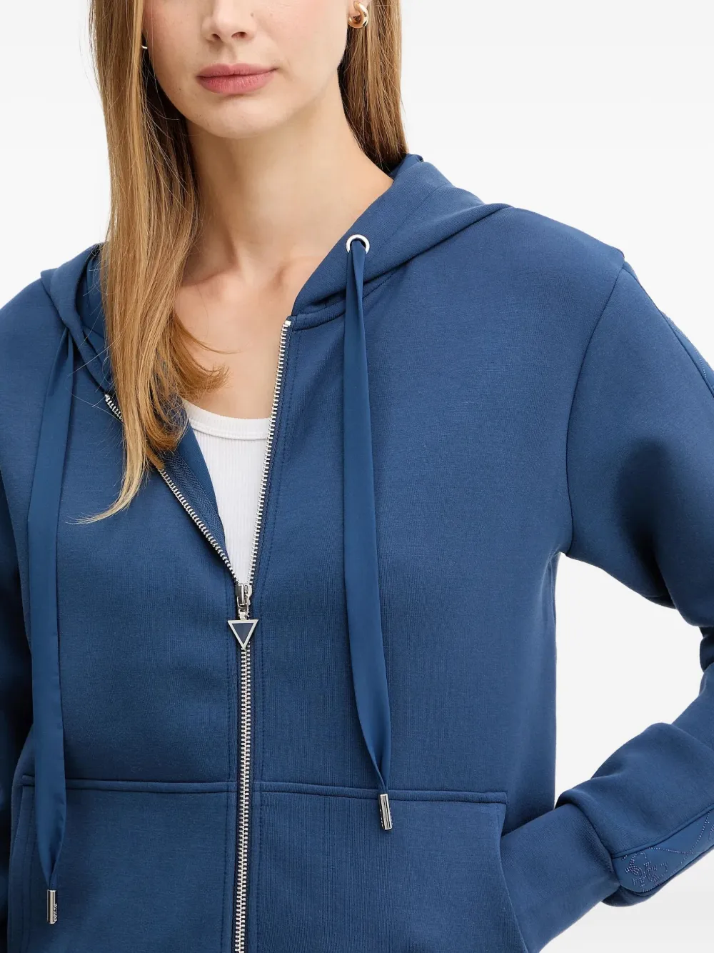 Guess Usa Zip-detail Hoodie In Blue