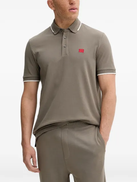 HUGO logo-patch collared polo shirt