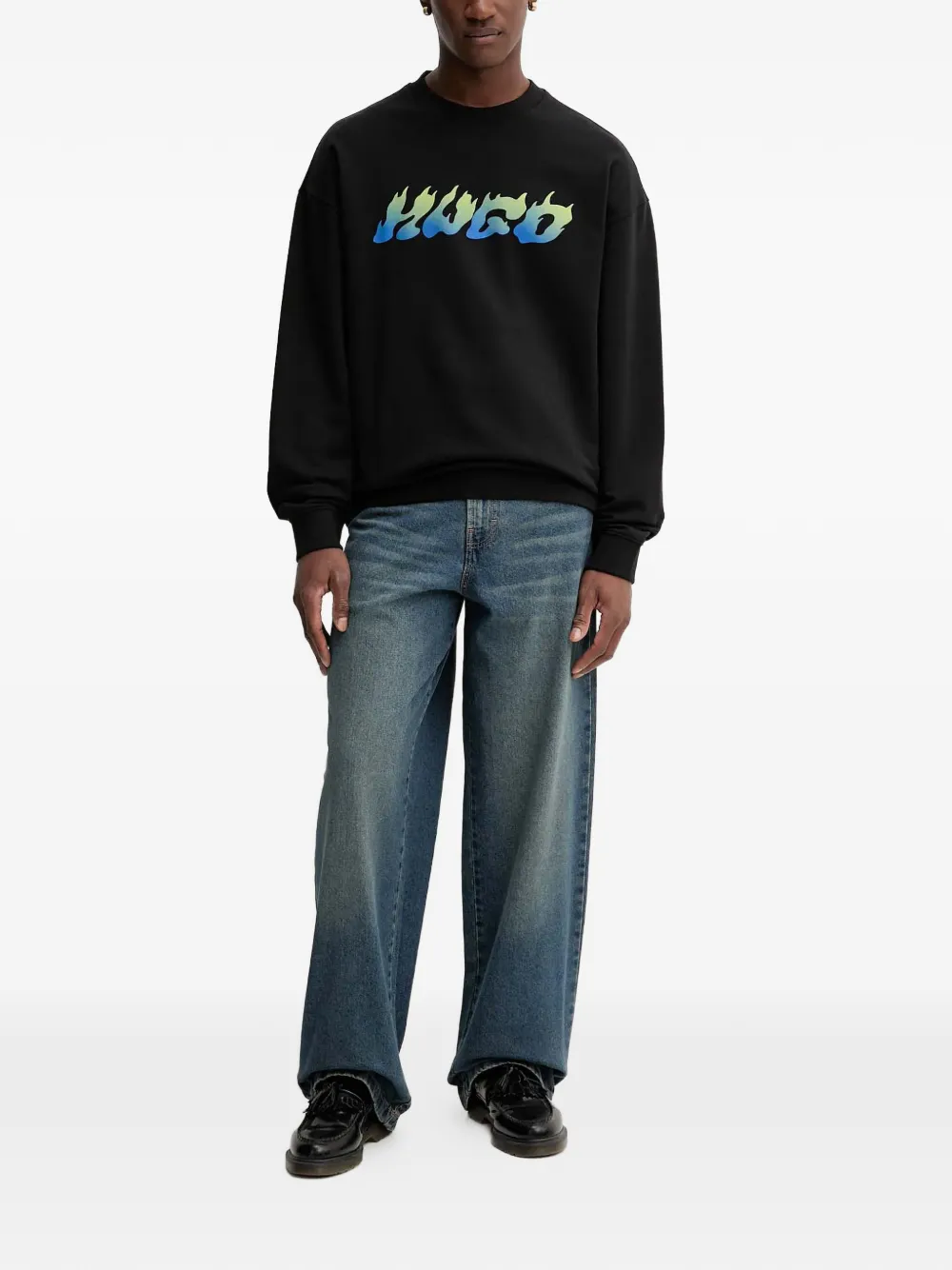 HUGO logo graphic sweatshirt | Black | Image 1
