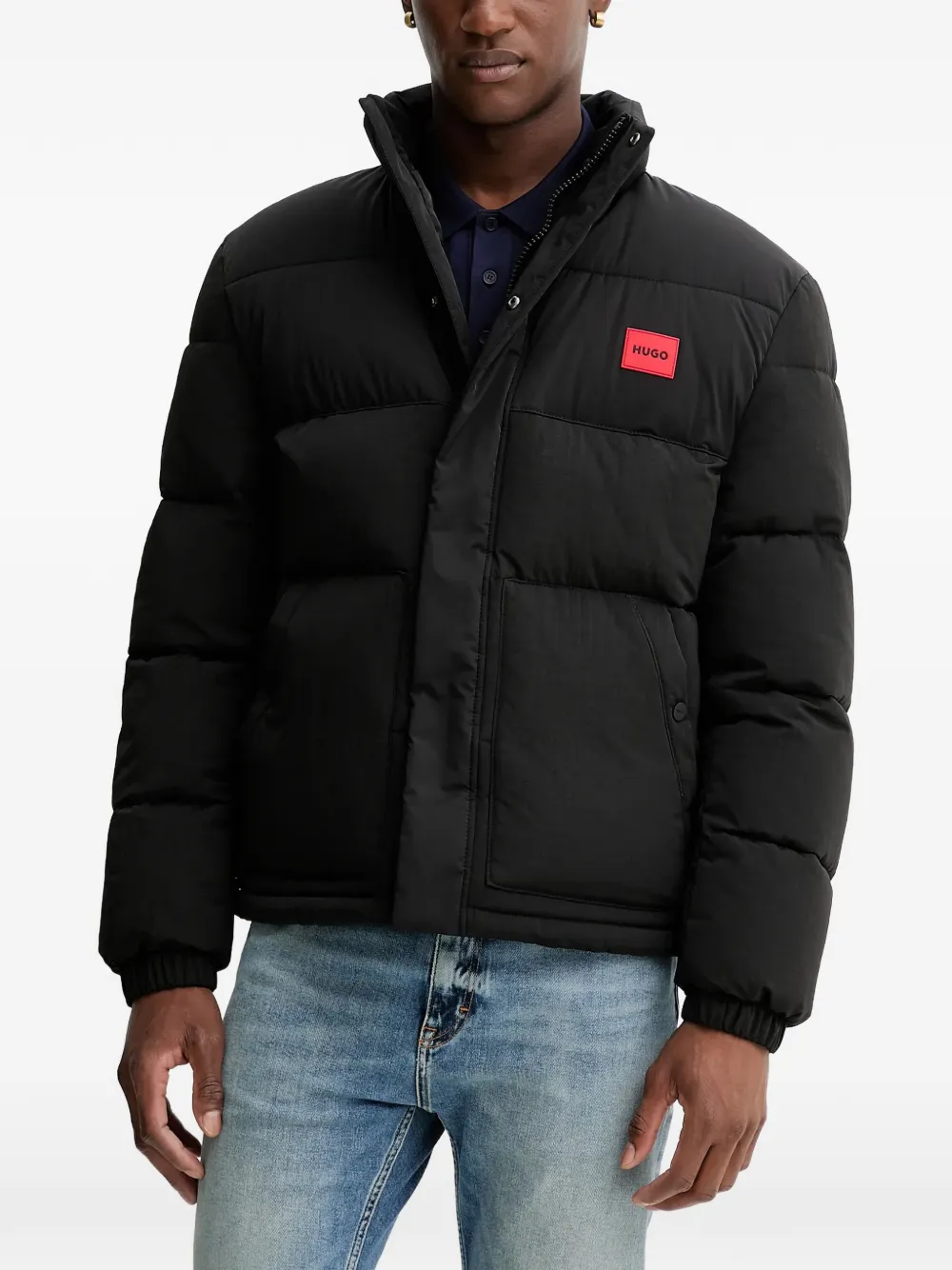 HUGO logo-detail quilted jacket | Black | Image 1
