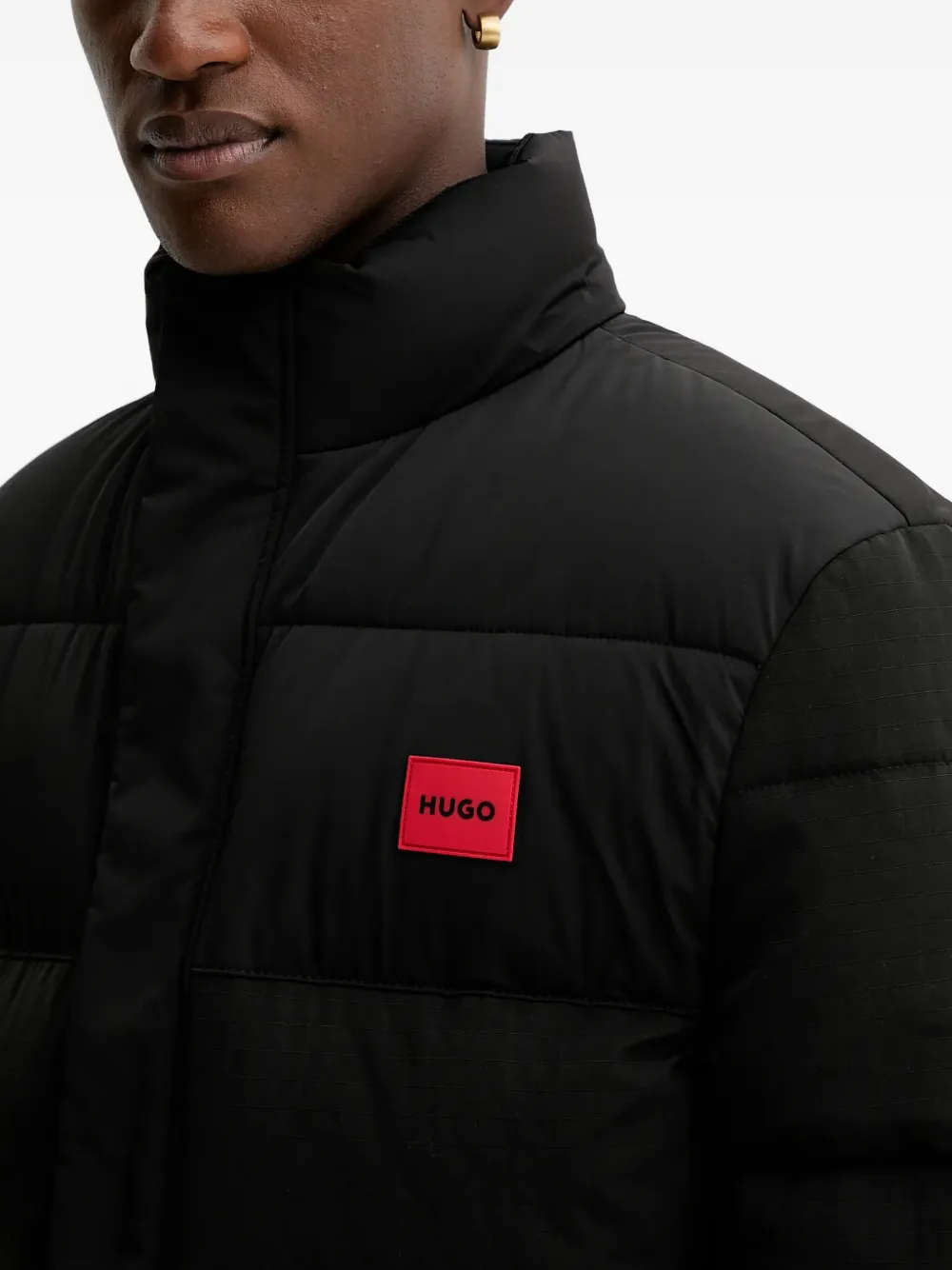 HUGO Gewatteerd jack Zwart