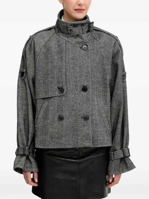Gestuz herringbone-pattern double-breasted coat
