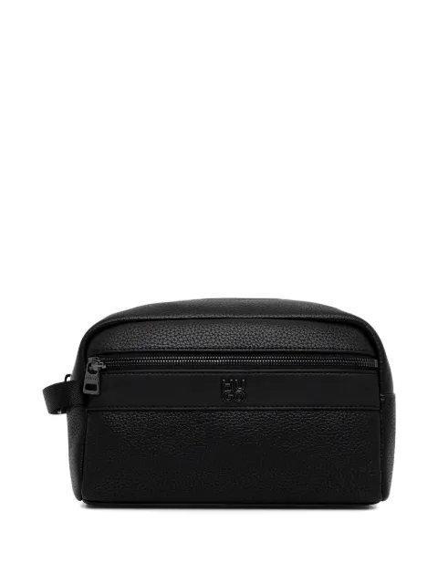 HUGO logo-plaque zip wash bag