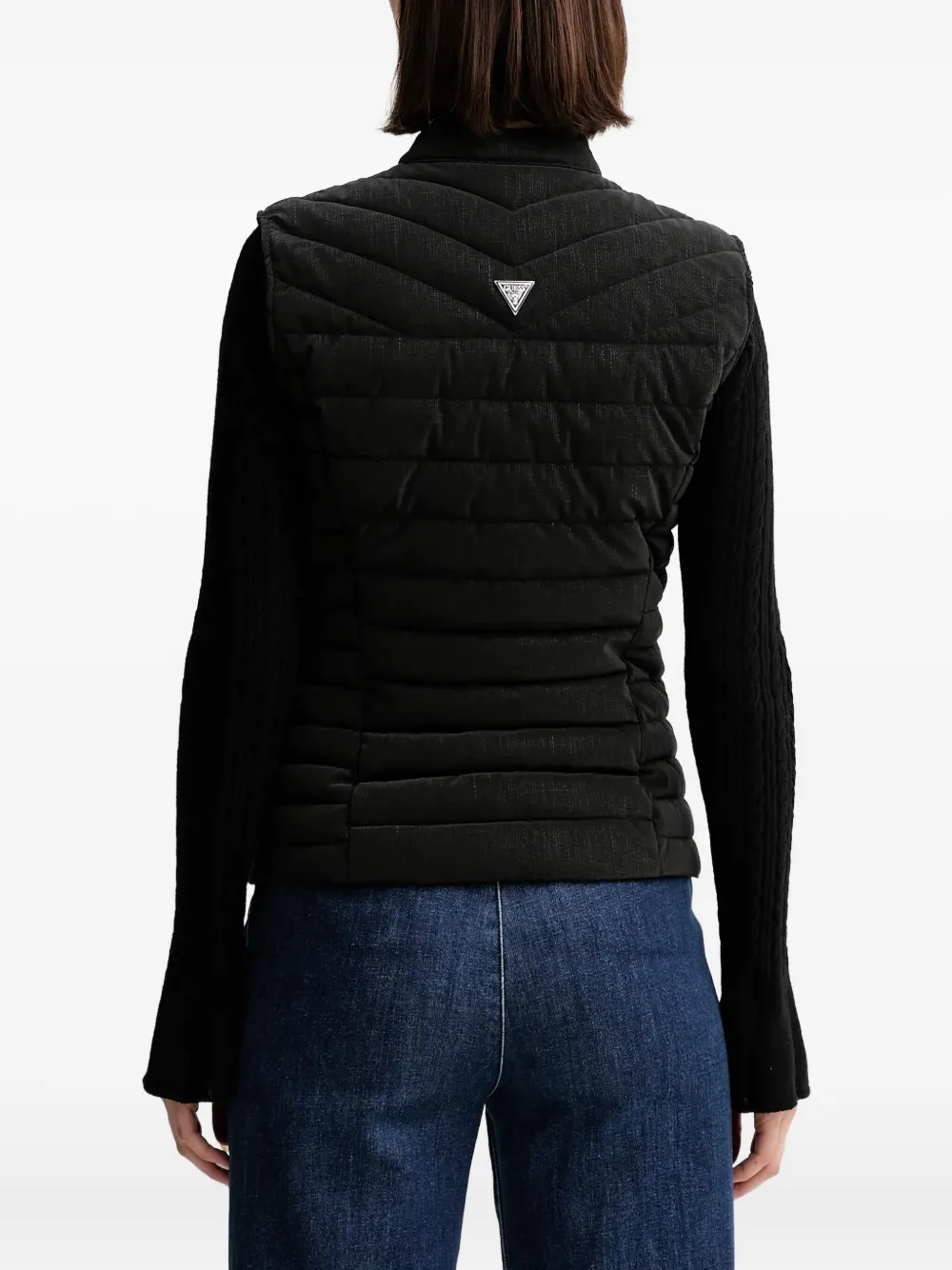 Guess Usa Quilted Zip Gilet In Black
