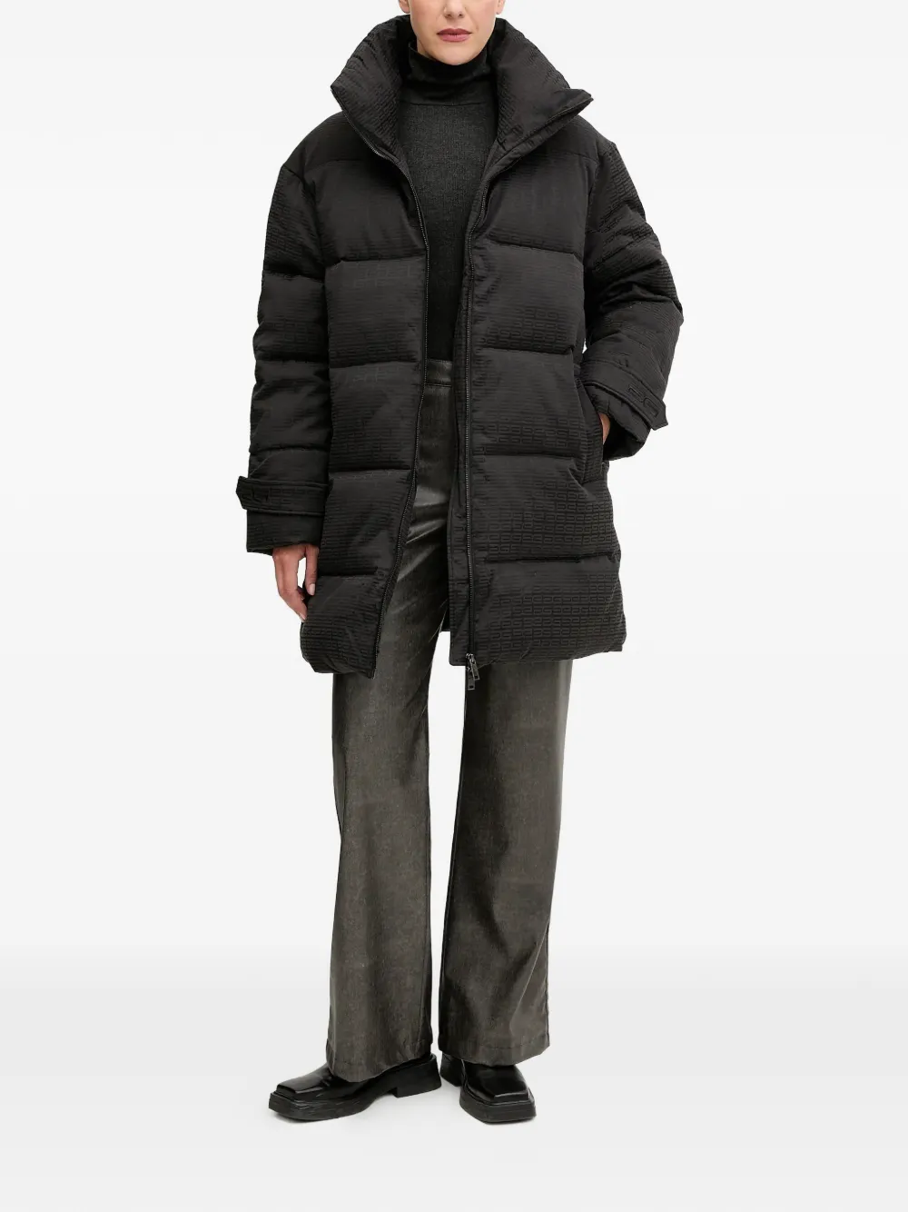 Gestuz GZnansi embossed funnel-neck puffer jacket - Nero