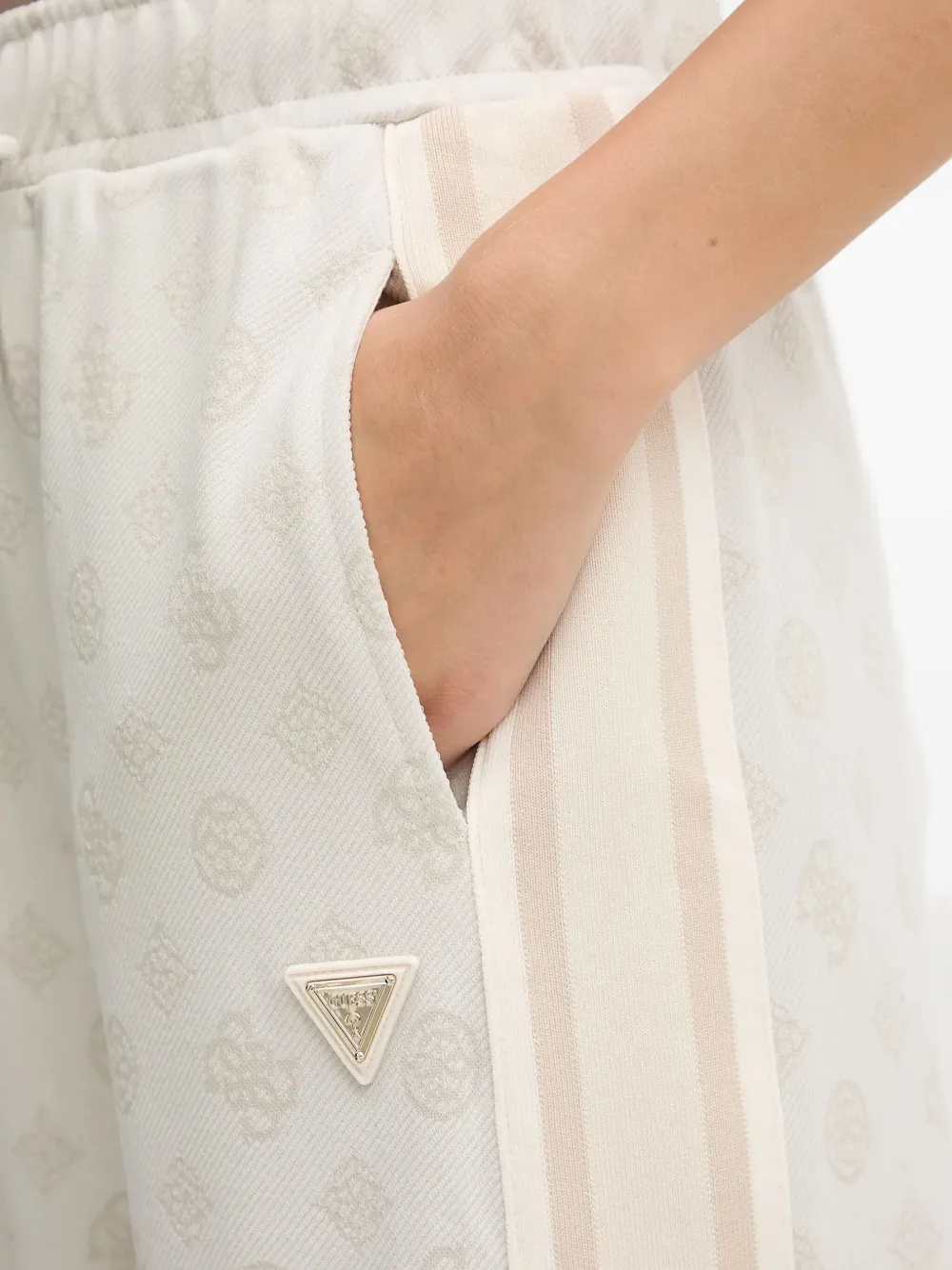 Guess Usa Logo-pattern Track Pants In Neutral